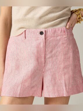 J. Crew linen red and white striped Harbor 3-inch shorts size medium